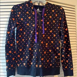 Disney Parks Halloween Mickey Pumpkin Zip Hooded Sweatshirt Adult Size XS